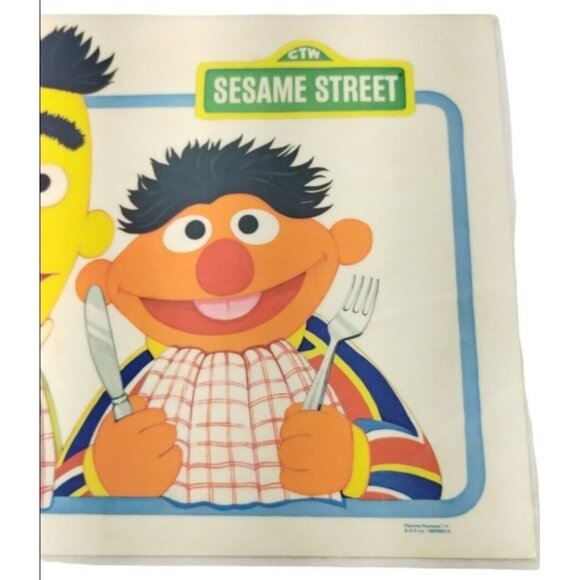 Vintage CTW Seasame Street Bert and Ernie Vinyl Placemat Muppets Activity Sheet - Picture 5 of 7